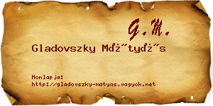 Gladovszky Mátyás névjegykártya
